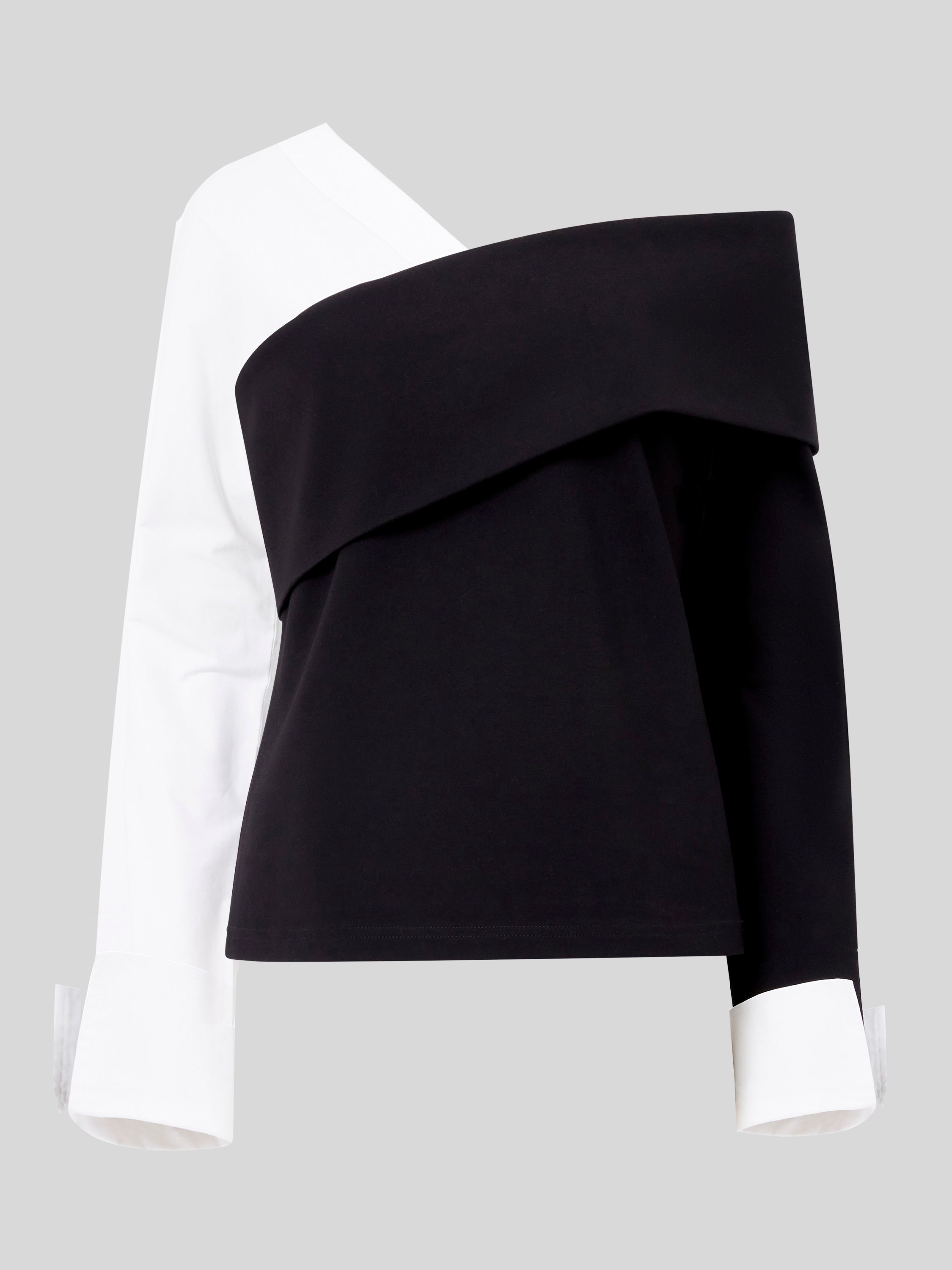 Xia Ponte Poplin Mix Long Sleeve Top