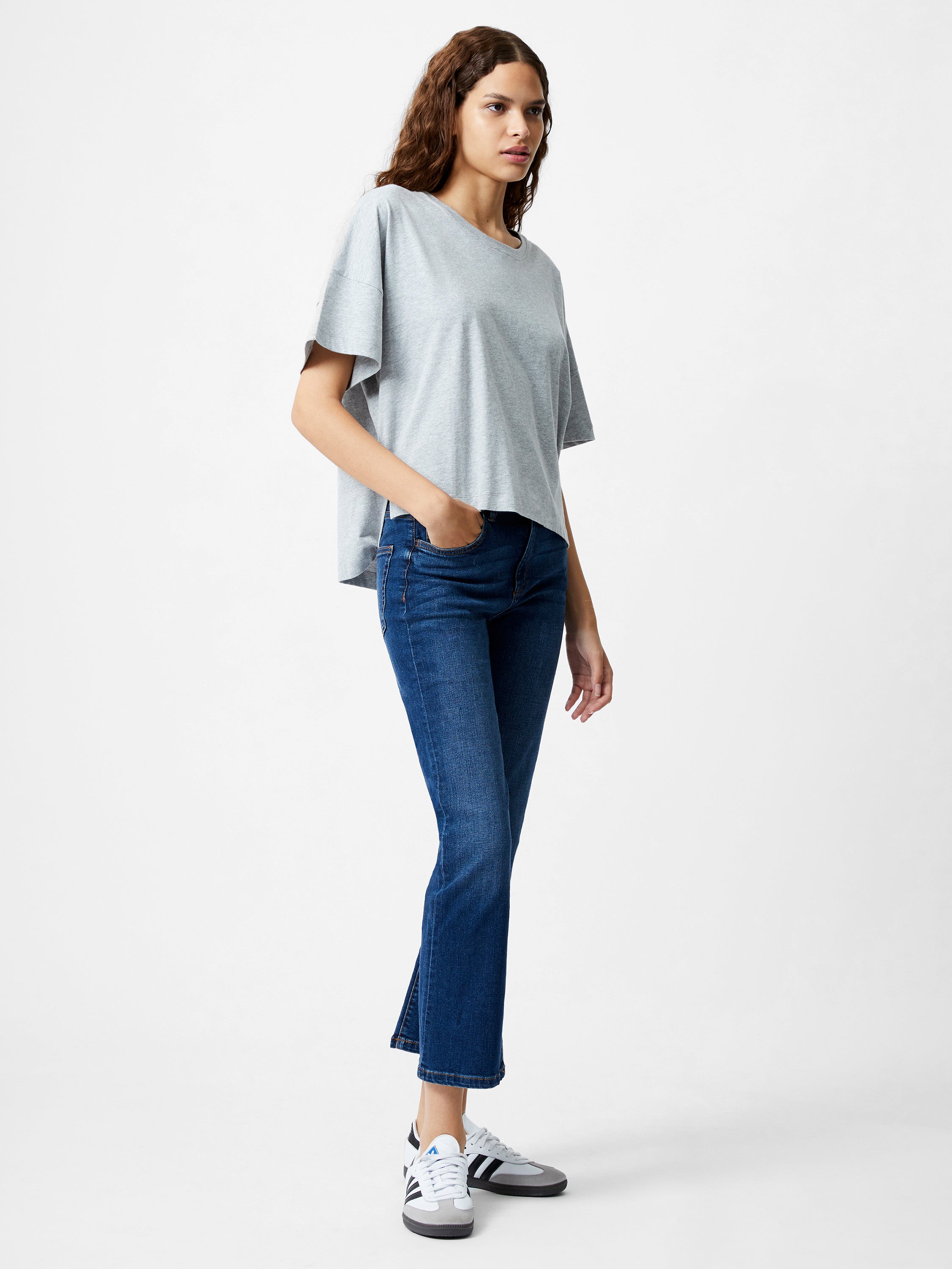 Brushed Stepped Hem T-Shirt