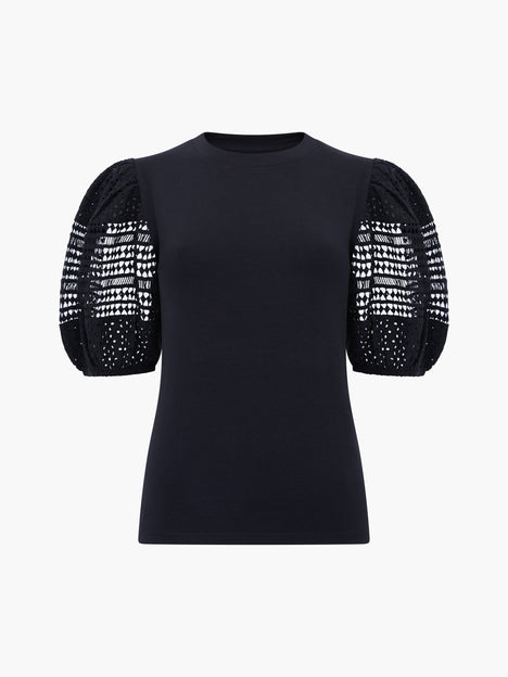 Crochet Lace Puff Sleeve Top