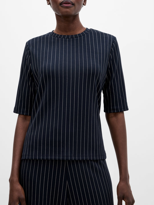 Regina Jersey Pinstripe Shoulder Pad T-Shirt
