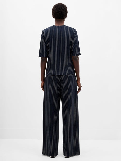 Regina Jersey Pinstripe Shoulder Pad T-Shirt