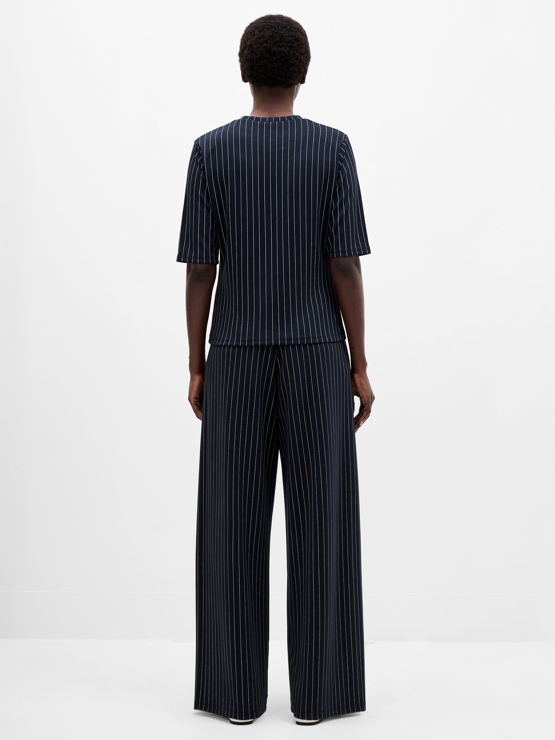 Regina Jersey Pinstripe Shoulder Pad T-Shirt