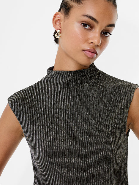 Tamy Lurex Plisse Sleeveless Top