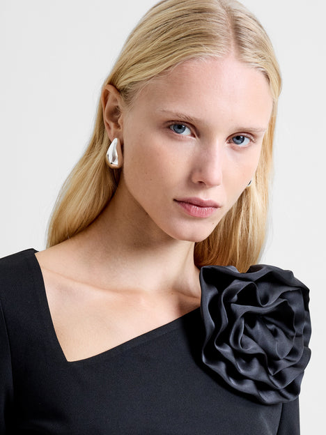 Valetta Jersey Long Sleeve Rosette Top
