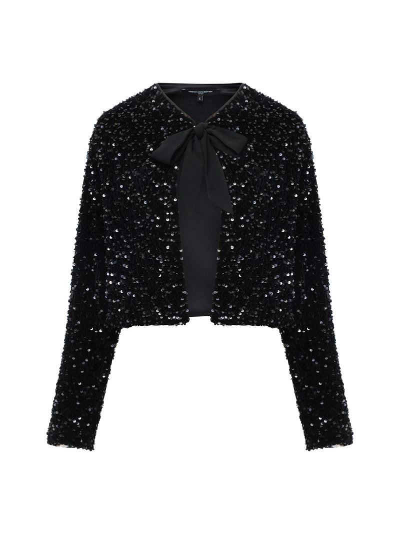 Monet Sequin Bow Tie Cardigan