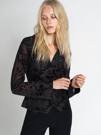 Idina Devore Long Sleeve Collared Top