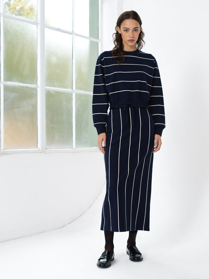 Sunday Sweat Striped Drawstring Cropped Jumper
