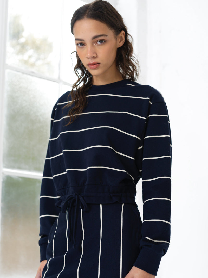 Sunday Sweat Striped Drawstring Cropped Jumper