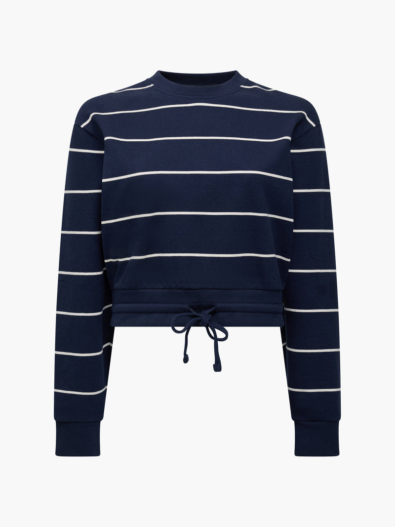 Sunday Sweat Striped Drawstring Cropped Jumper
