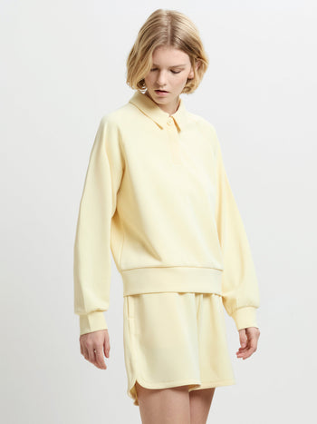 Wren Butter Yellow Relaxed Sweat Rugby Top