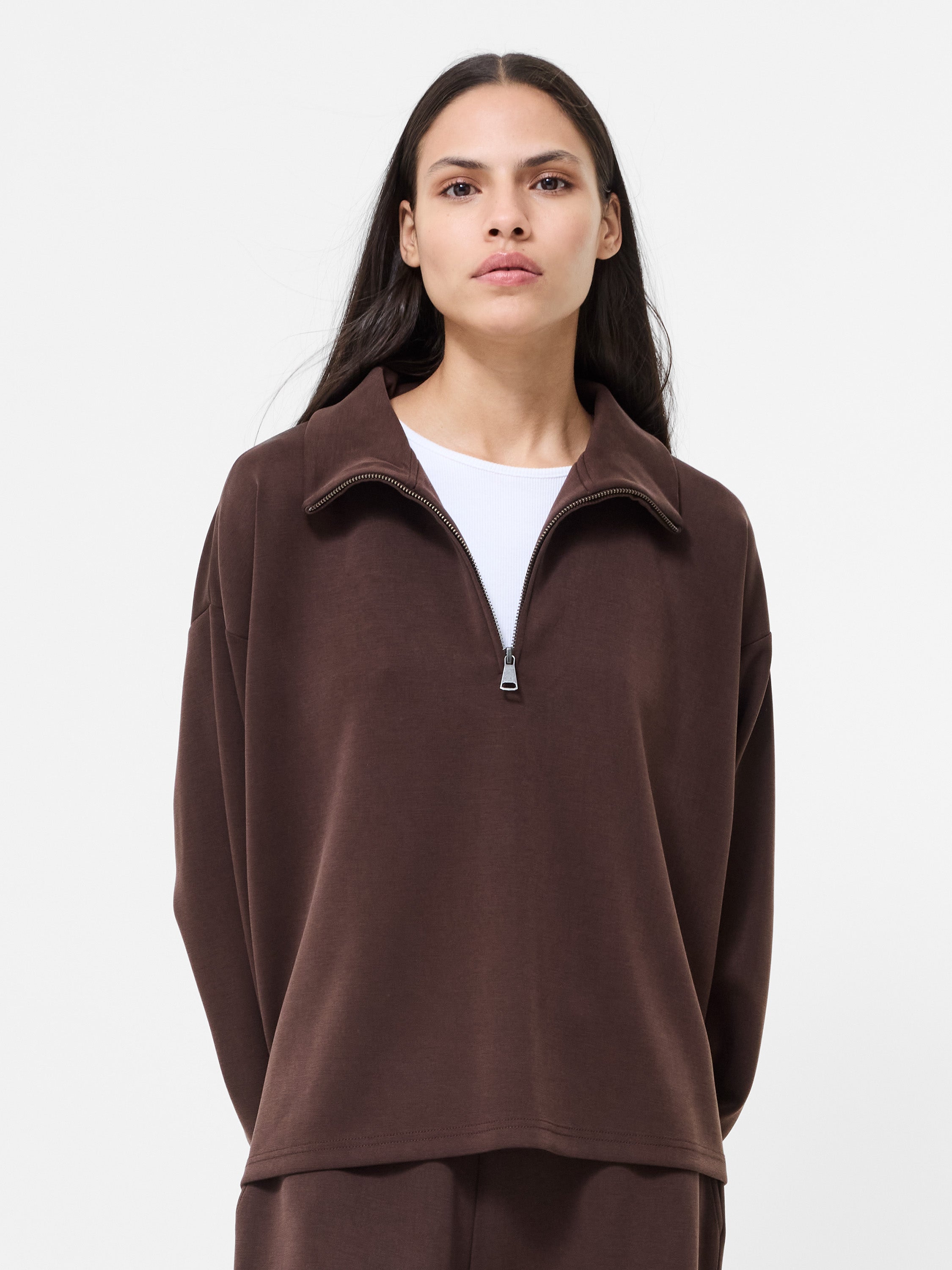 Wren Half Zip Sweat Bitter Chocolate French Connection EU