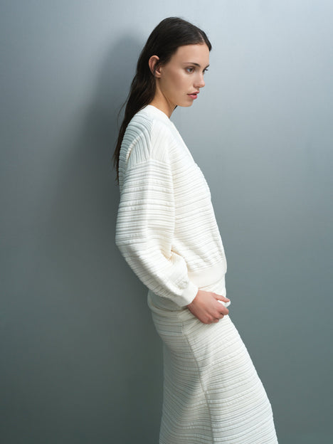 Mayim Ribbed Knit Zip Cream Cardigan