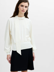 Krista Cream Scarf Neck Fitted Top