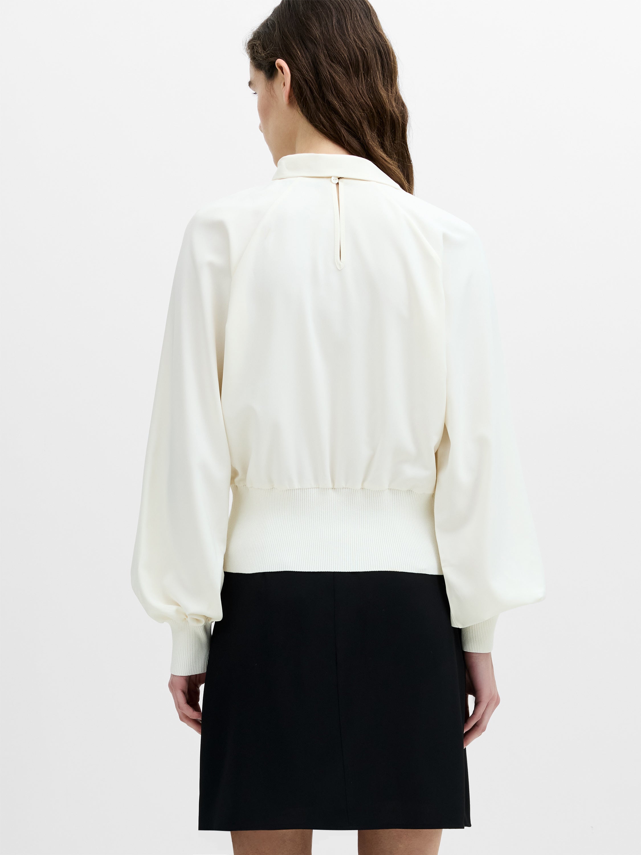 Krista Mix Cream Scarf Neck Fitted Top