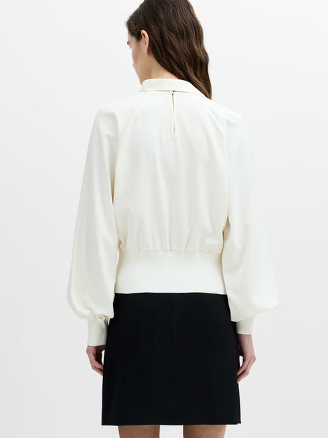 Krista Mix Cream Scarf Neck Fitted Top