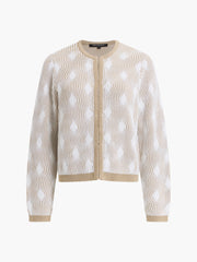 Pheby Wave Jacquard Knit Light Brown Cardigan