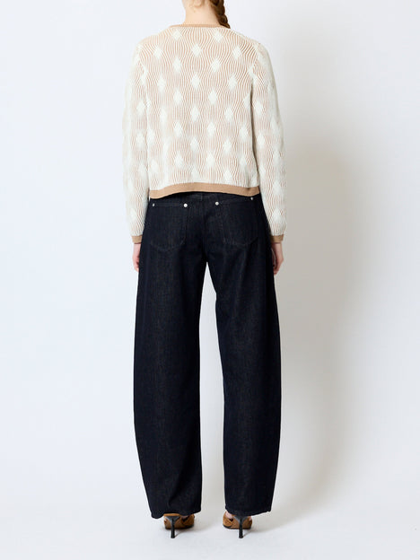 Pheby Wave Jacquard Knit Light Brown Cardigan