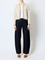 Pheby Wave Jacquard Knit Light Brown Cardigan