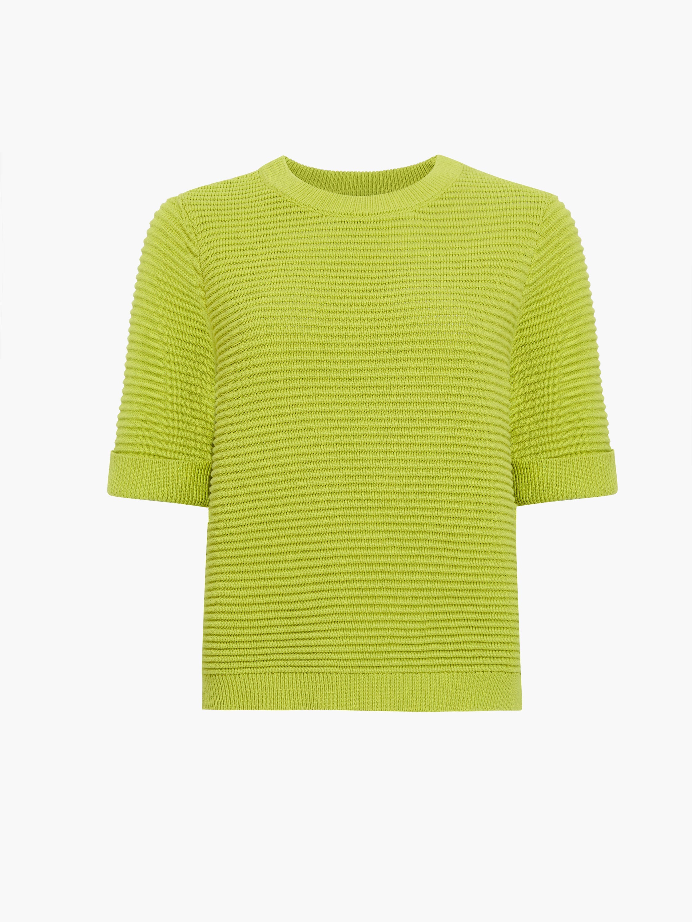Mozart Ribbed Knit Green Short Sleeve Jumper