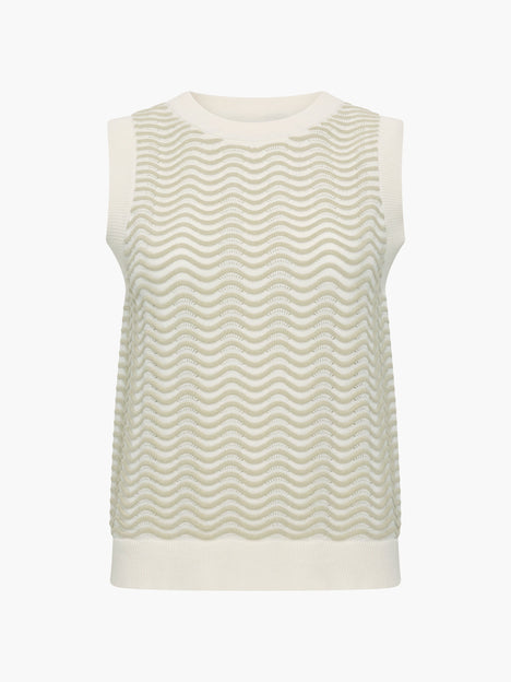 London Sleeveless Wave Knit Jumper