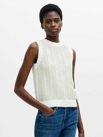 London Sleeveless Wave Knit Jumper