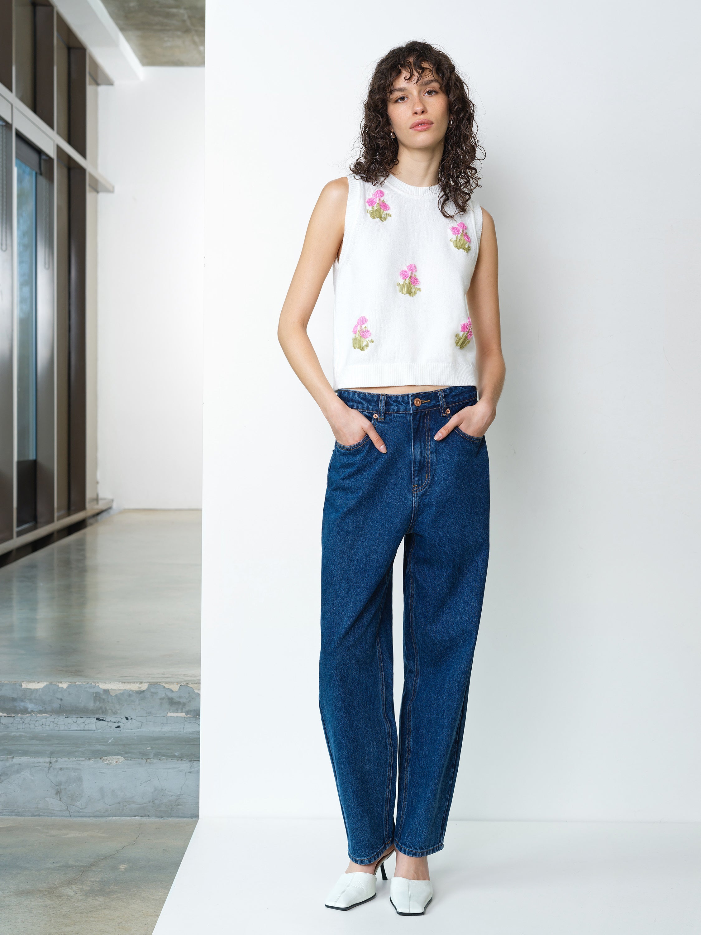 Junie Floral Applique Knit Vest