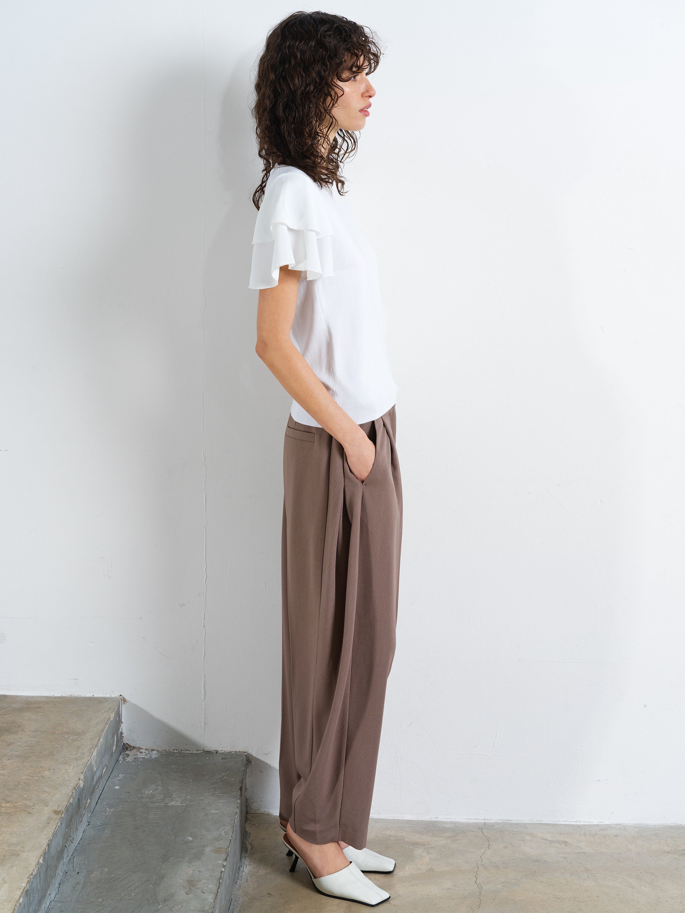 Aylaa Krista Knit Mix Flutter Sleeve Top