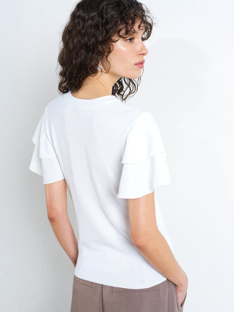 Aylaa Krista Knit Mix Flutter Sleeve Top