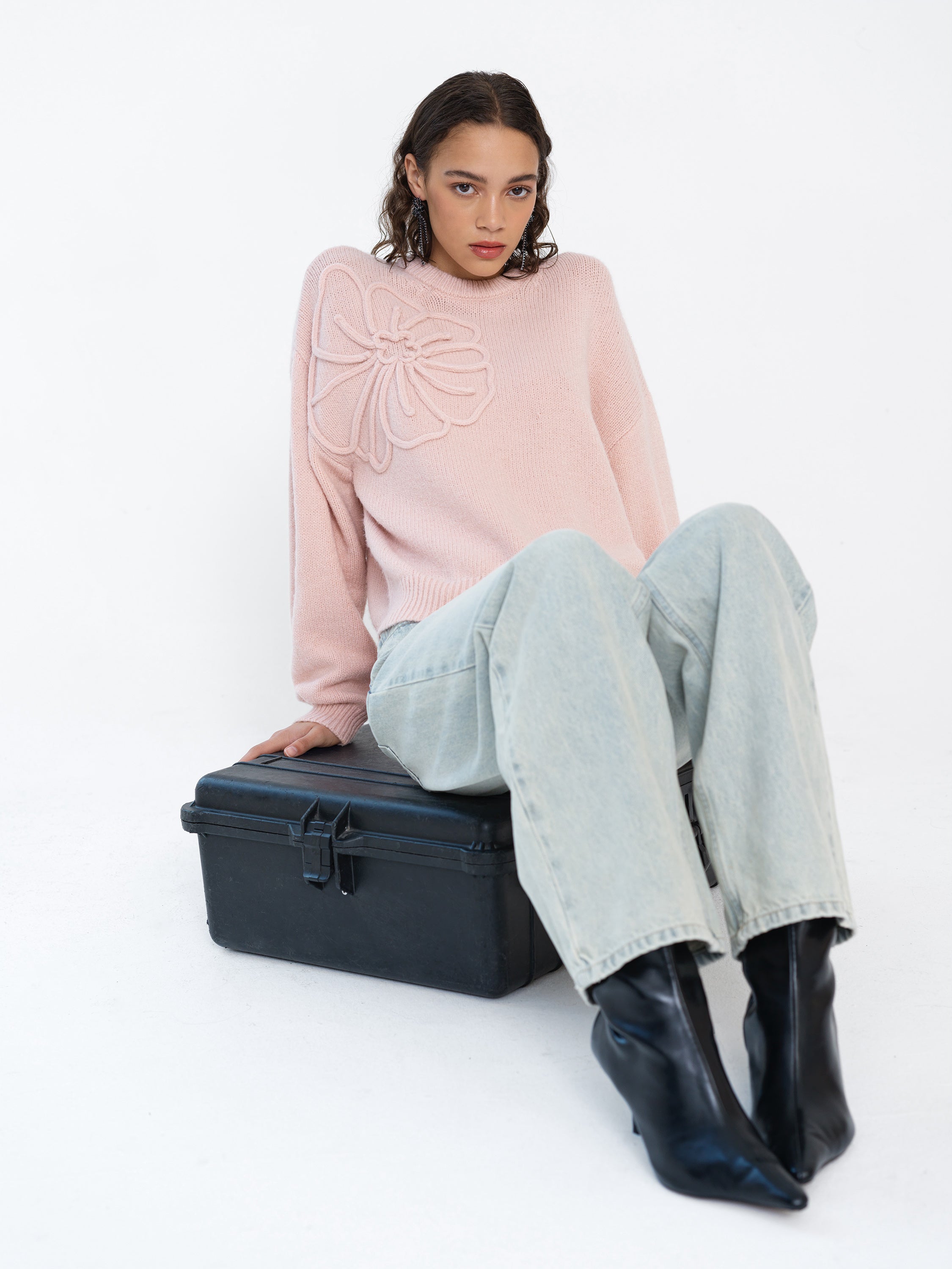 Patrice Knit Floral Motif Jumper