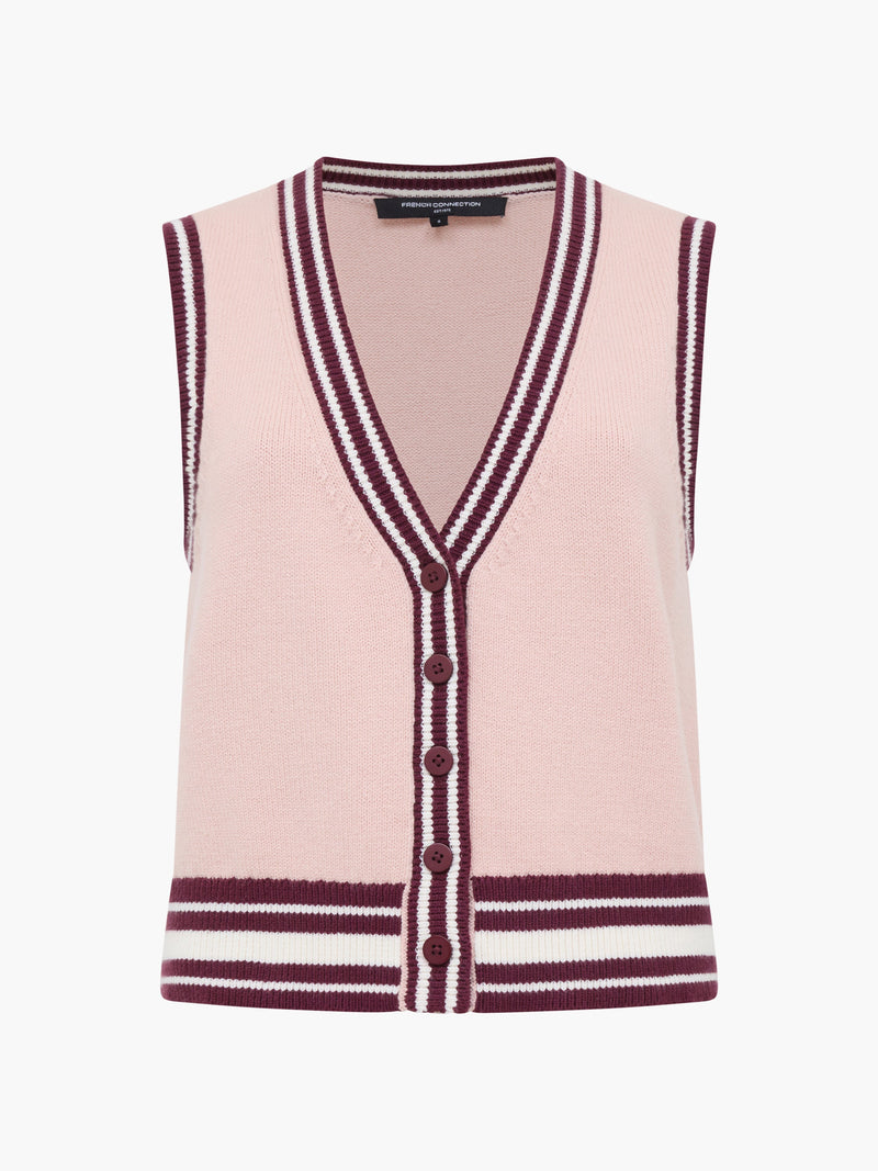 Junie Knit Button Through Striped Vest