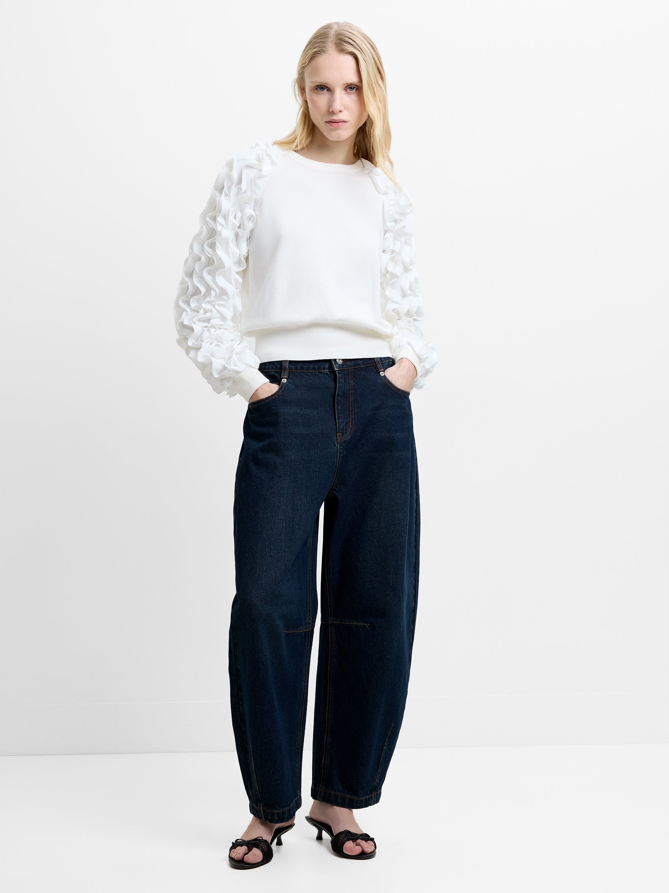 Krista Mix Ruffled Sleeve Jumper