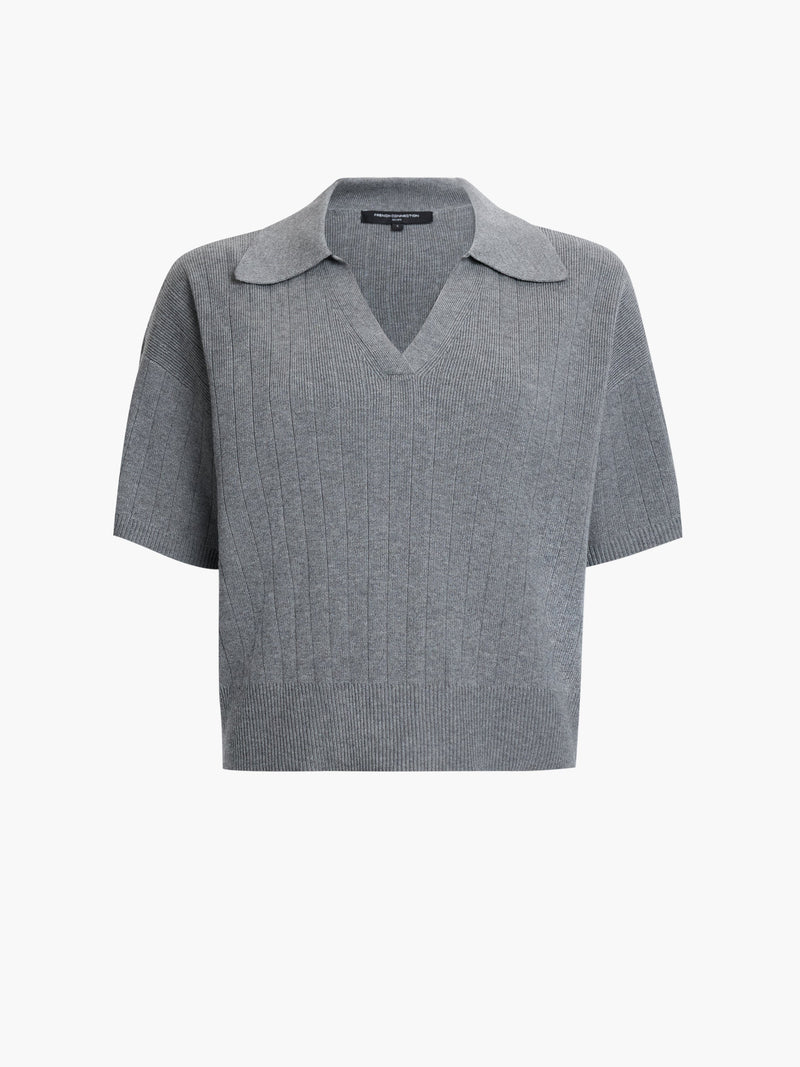 Javier Knit V-Neck Collared Top