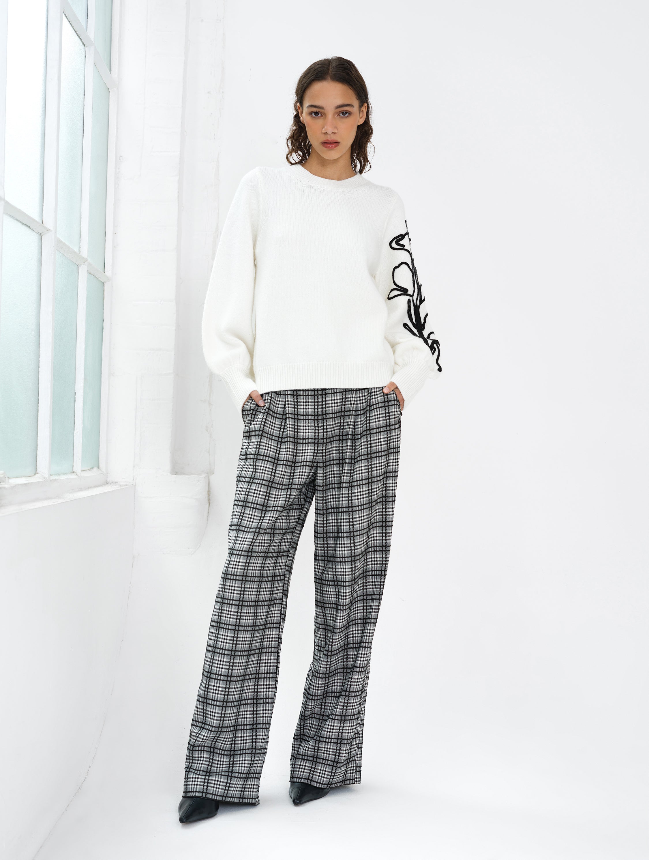 Patrice Floral Embroidered Sleeve Jumper