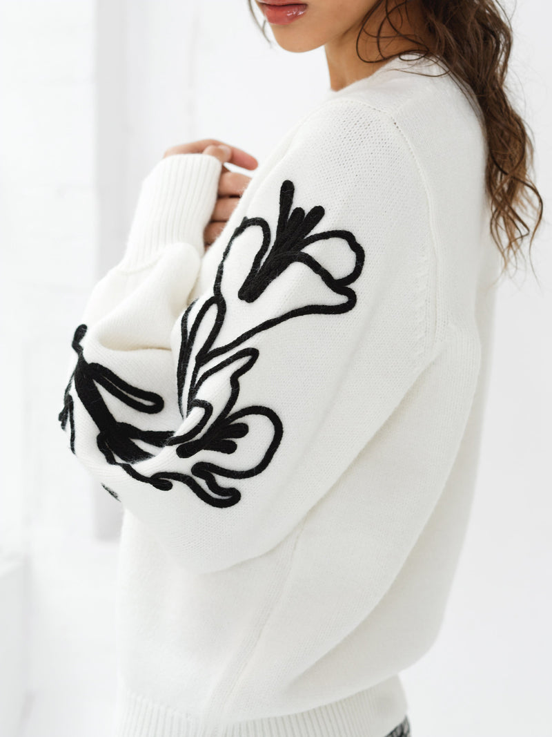 Patrice Floral Embroidered Sleeve Jumper