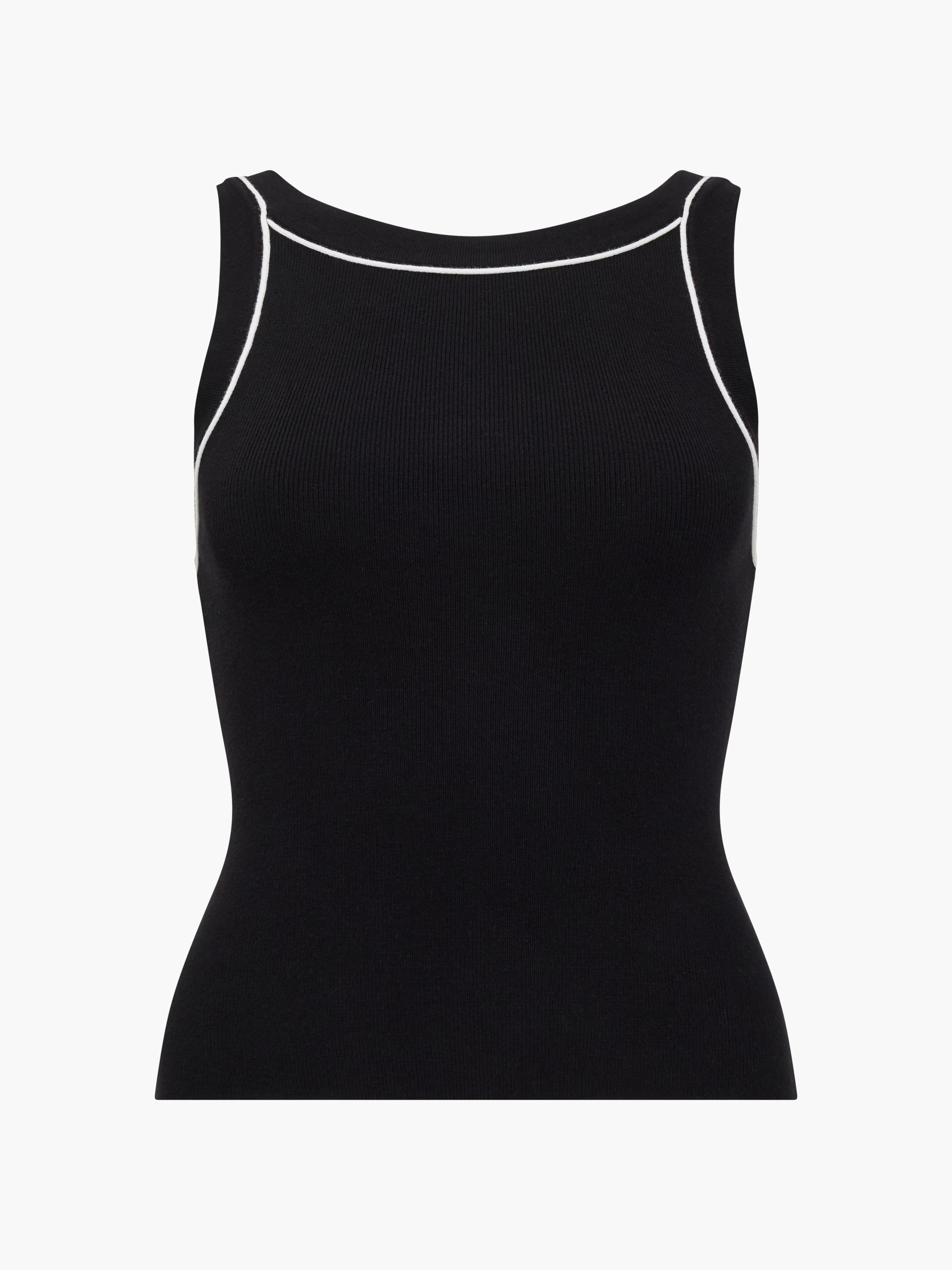 Mozza Contrast Trim Black Knitted Tank Top