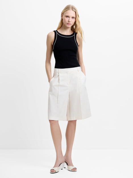 Mozza Contrast Trim Black Knitted Tank Top