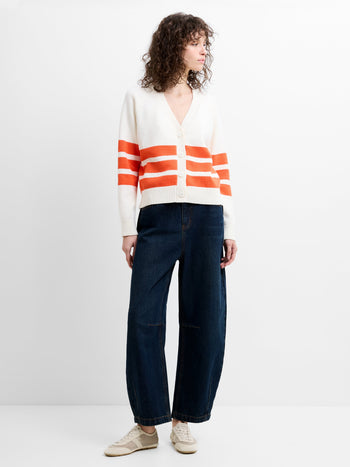 June Knit Striped Grandad Cardigan