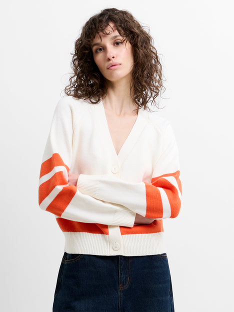 June Knit Striped Grandad Cardigan