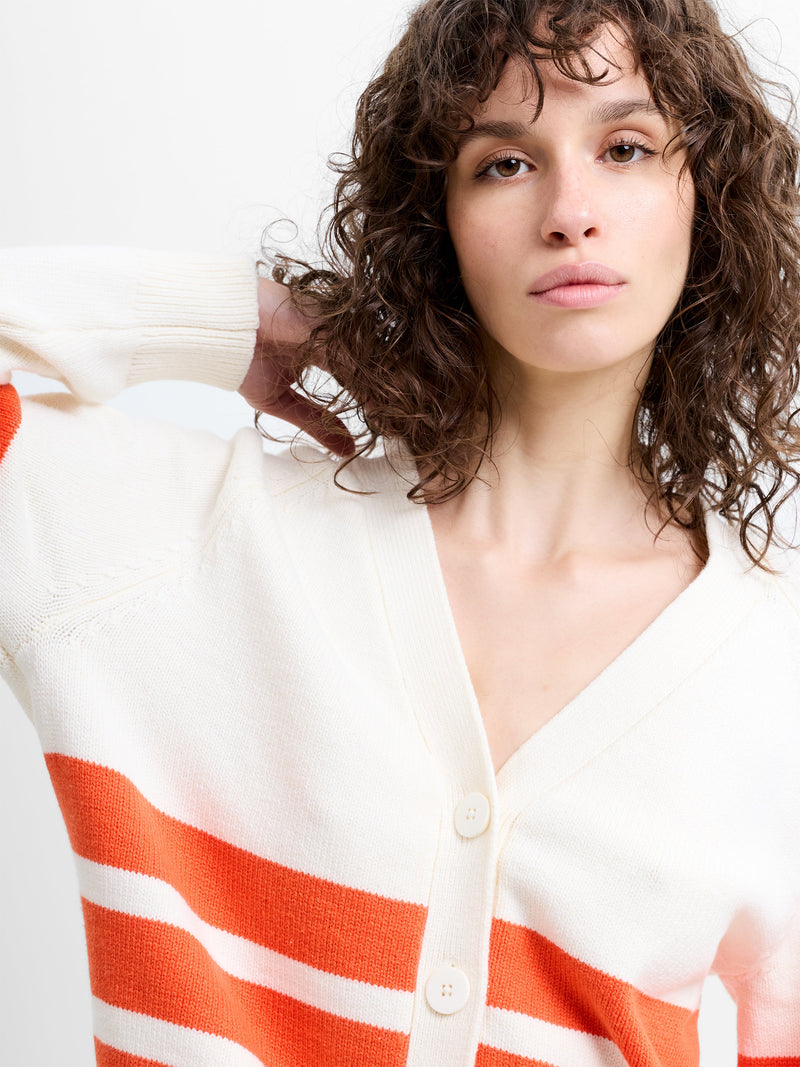 June Knit Striped Grandad Cardigan