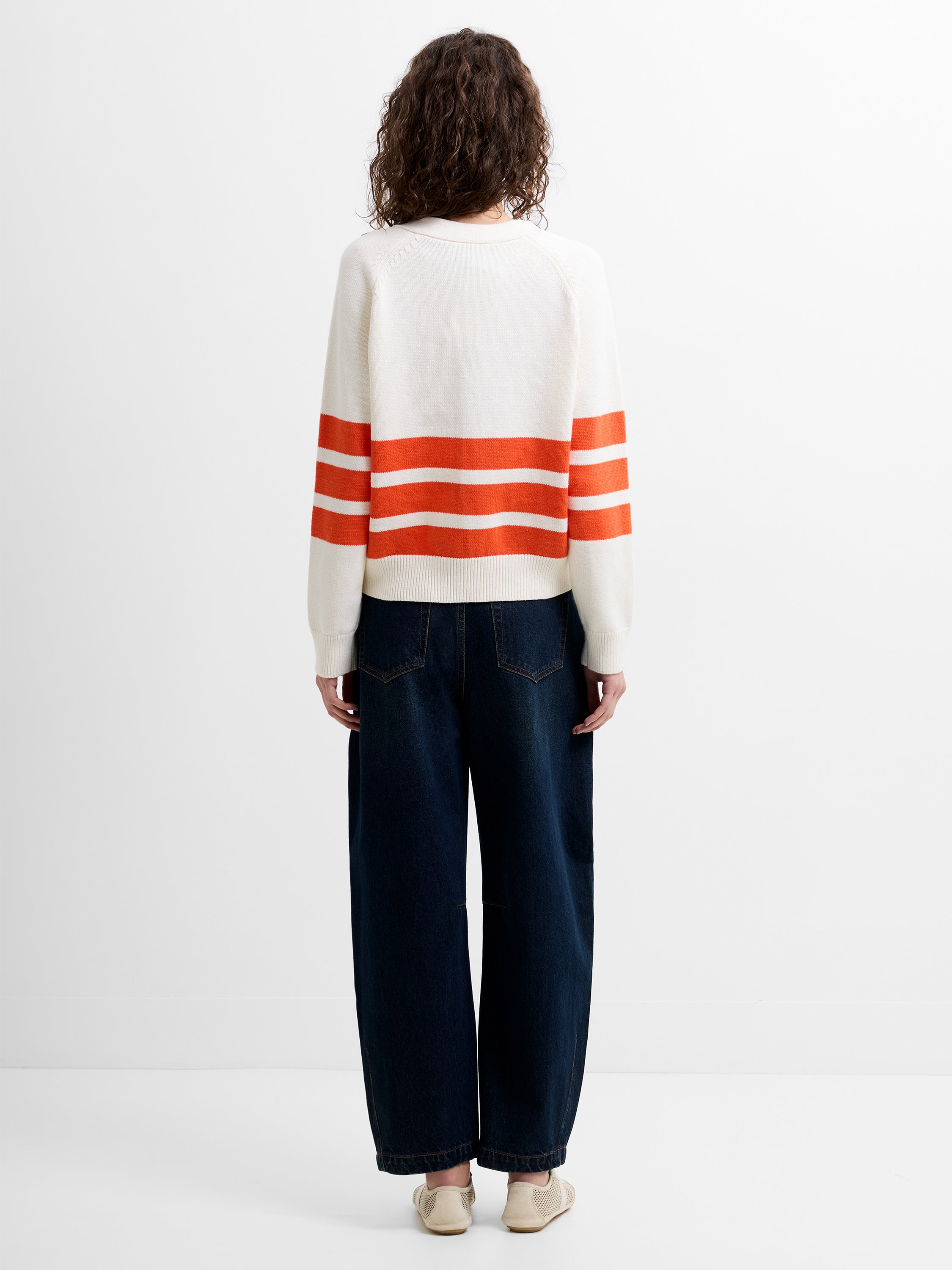 June Knit Striped Grandad Cardigan