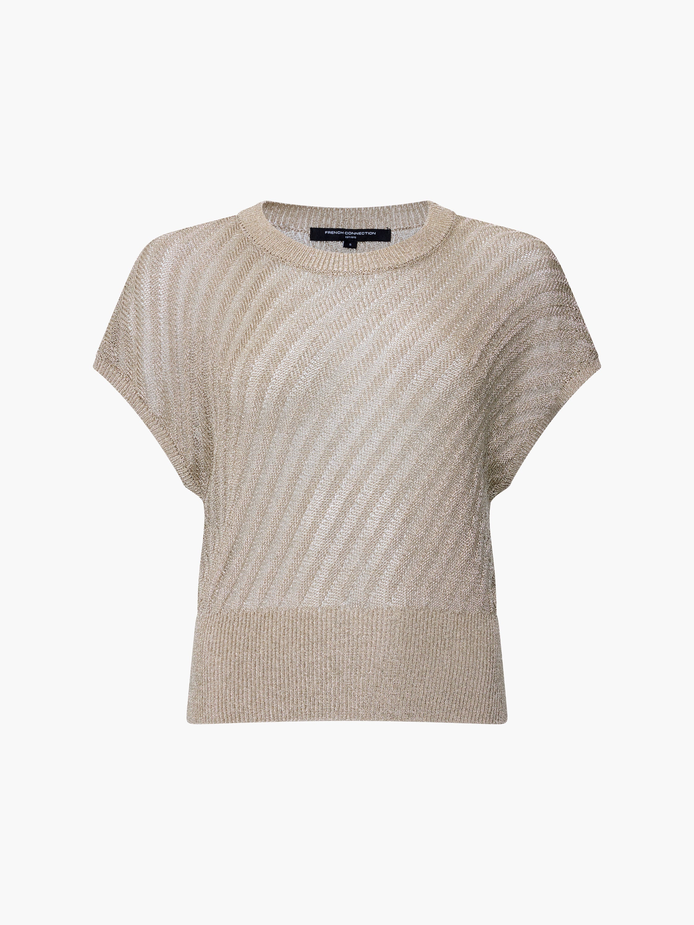 Jada Metallic Gold Cap Sleeve Knit Top