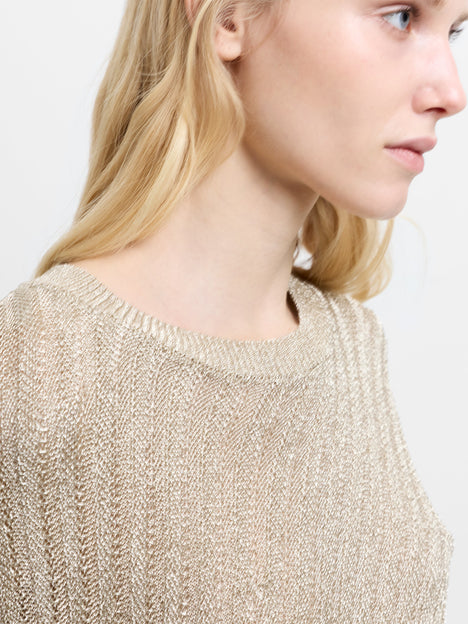 Jada Metallic Gold Cap Sleeve Knit Top