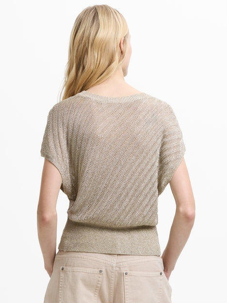 Jada Metallic Gold Cap Sleeve Knit Top