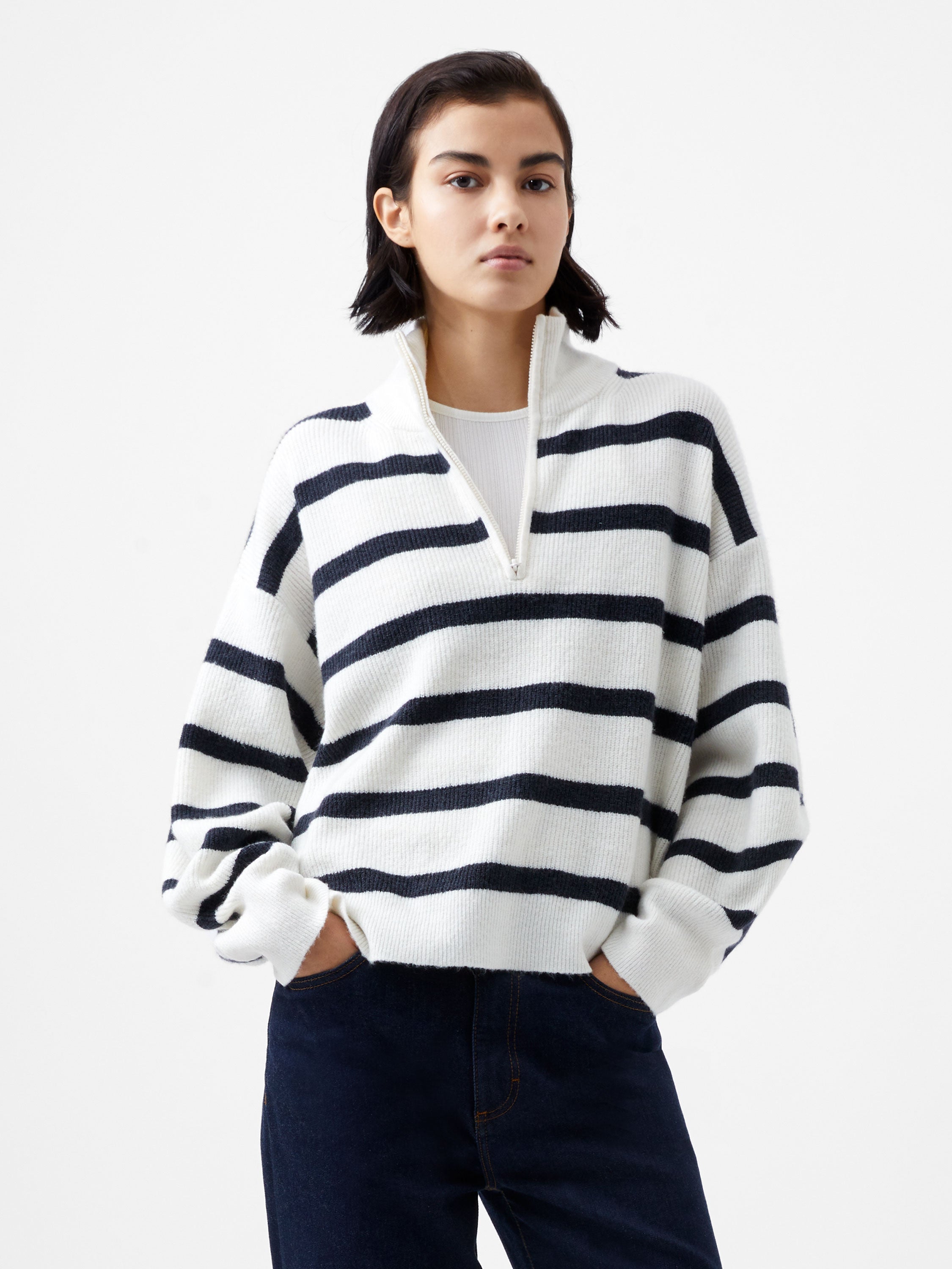 Vhari Recycled Stripe Half Zip Jumper