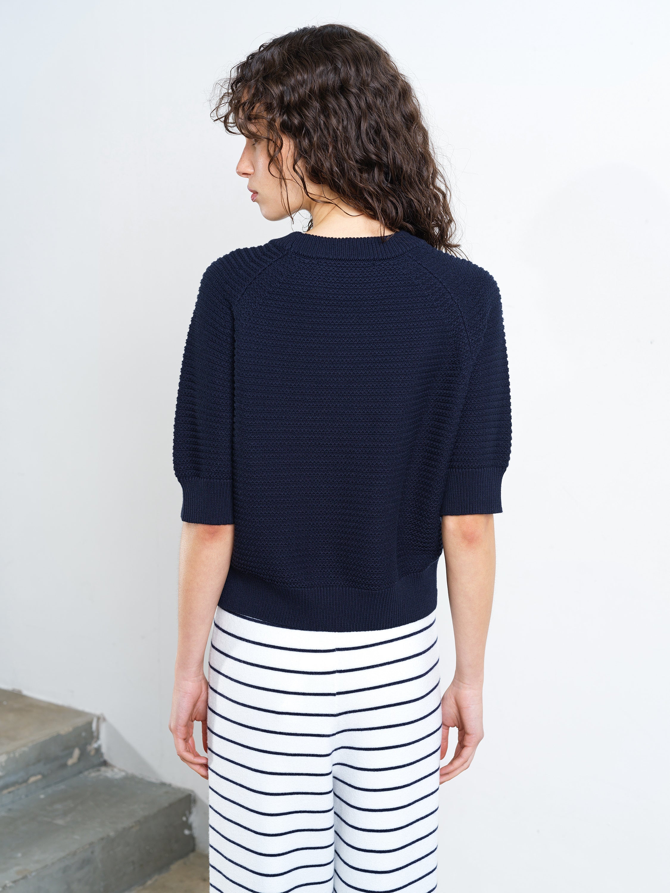 Lily Mozart Short Sleeve Purl Knit Jumper