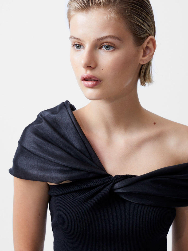 Noelani Asymmetrical Organza Off Shoulder Top