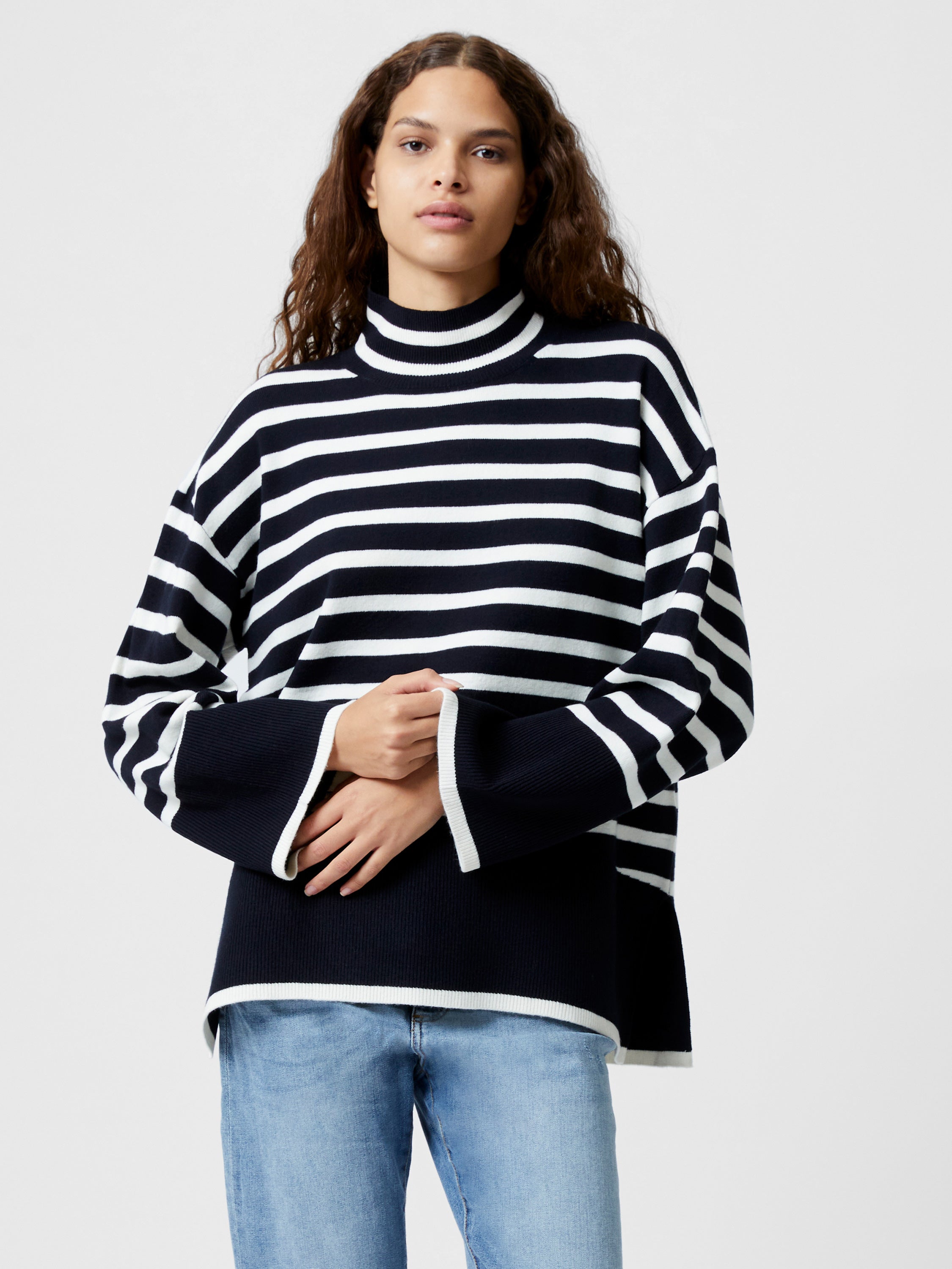 Babysoft High Neck Striped Side Split Jumper French Connection EU