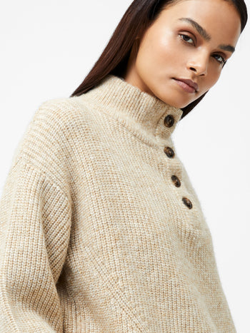 1/4 Button Drop Shoulder Jumper