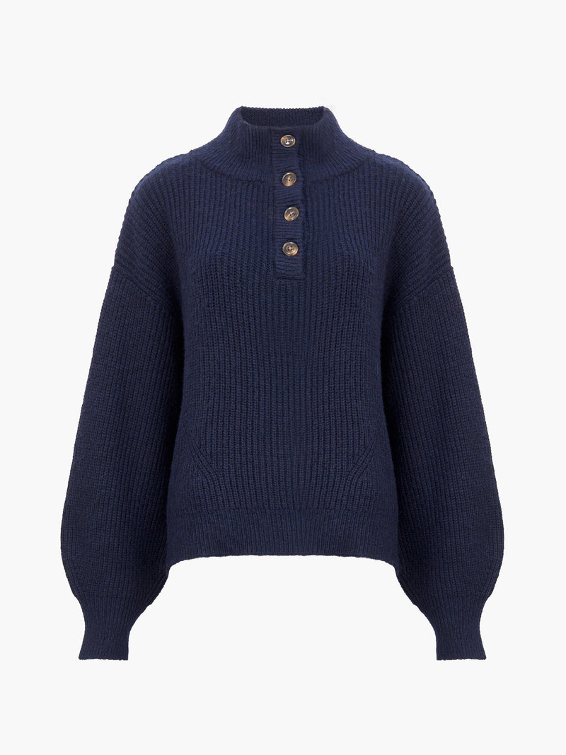1/4 Button Drop Shoulder Jumper