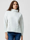 Funnel Neck Stepped Hem Cable Knit Jumper